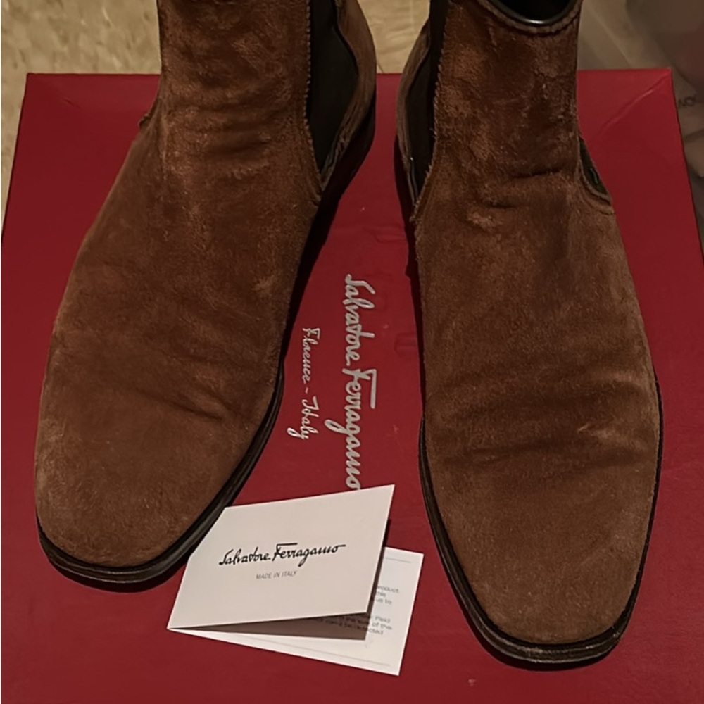 Salvatore Ferragamo Tan Suede Men's Boots
